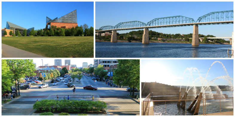 Região central de Chattanooga, às margens do rio Tennessee Região central de Chattanooga, às margens do rio Tennessee