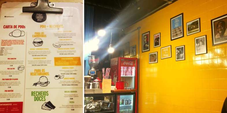 Cardápio e decoração da Pão de Queijaria