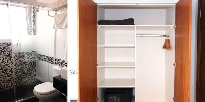 O quarto privativo do Rado Hostel em que ficamos inclui banheiro e armário com cofre O quarto privativo do Rado Hostel em que ficamos inclui banheiro e armário com cofre