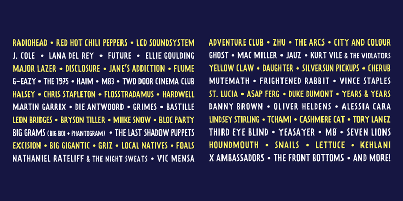 Lineup do Lollapalooza 2016 em Chicago