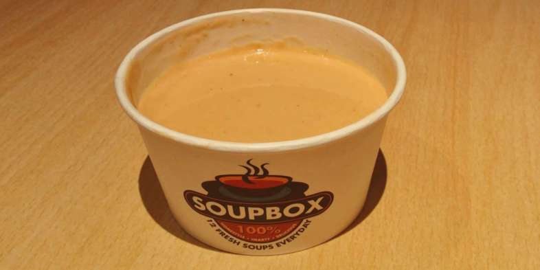 Onde comer em Chicago: Sopa de lagosta no Soupbox. São 12 opções de sopas todos os dias Sopa de lagosta no Soupbox. São 12 opções de sopas todos os dias