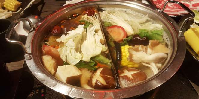 Restaurante em Taiwan, prato Hot Pot Hot Pot, coisa linda de Deus