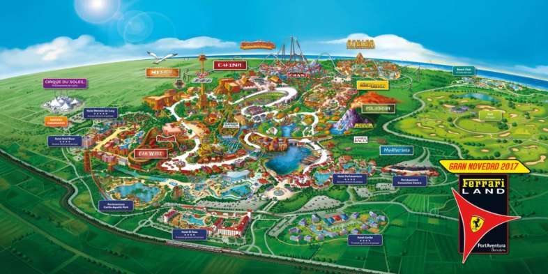 Mapa do PortAventura, o maior parque de diversões da Espanha Mapa do PortAventura, o maior parque de diversões da Espanha