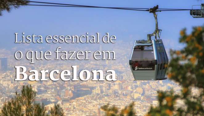 O que fazer em Barcelona: Telefèric de Montjuïc O Telefèric de Montjuïc com Barcelona ao fundo