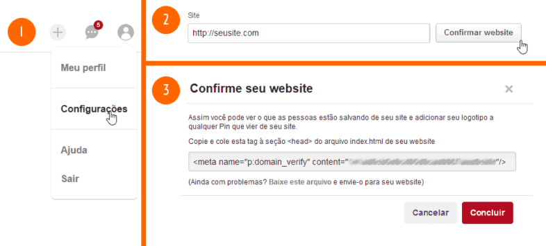 Passo a passo para confirmar seu site no Pinterest Passo a passo para confirmar seu site no Pinterest