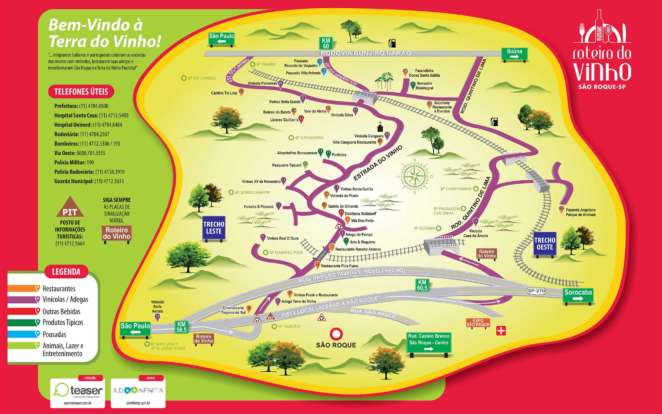 Mapa do Roteiro do Vinho de São Roque Mapa do Roteiro do Vinho de São Roque